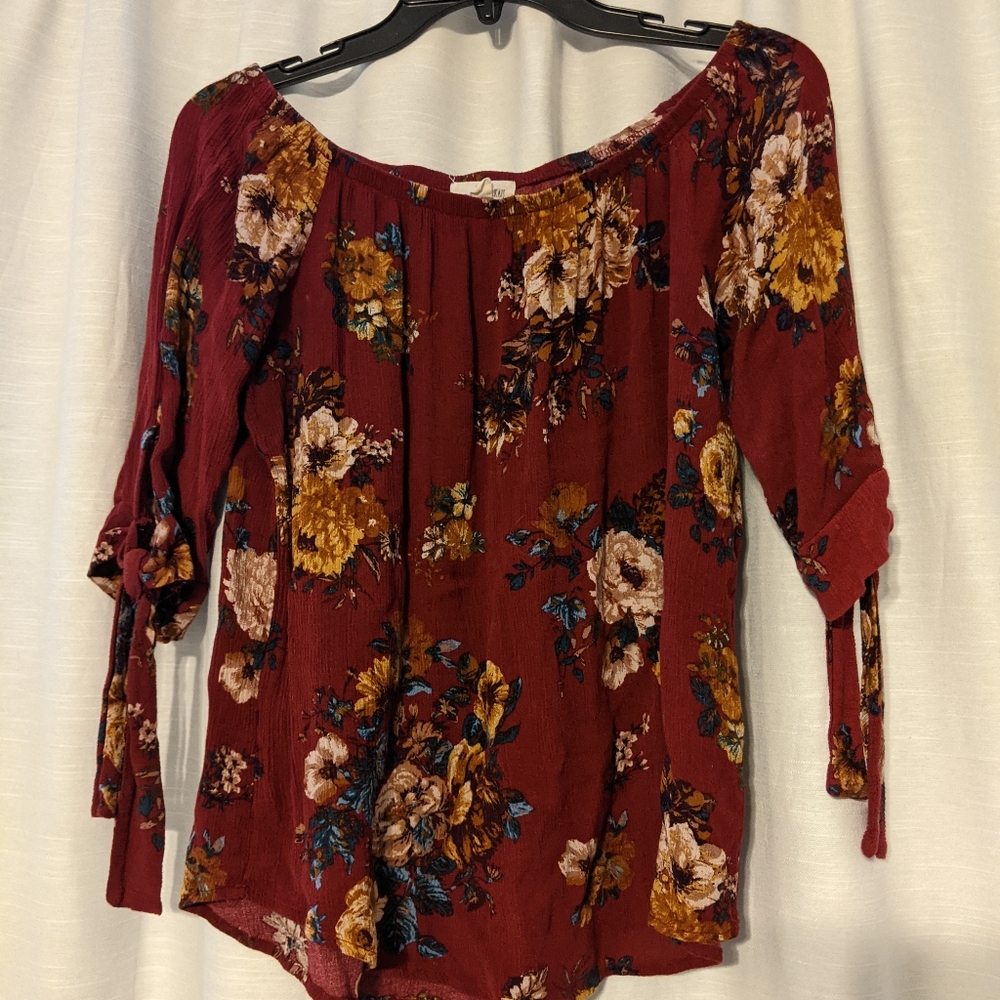 SOLD - KAII medium boutique deep red floral top
